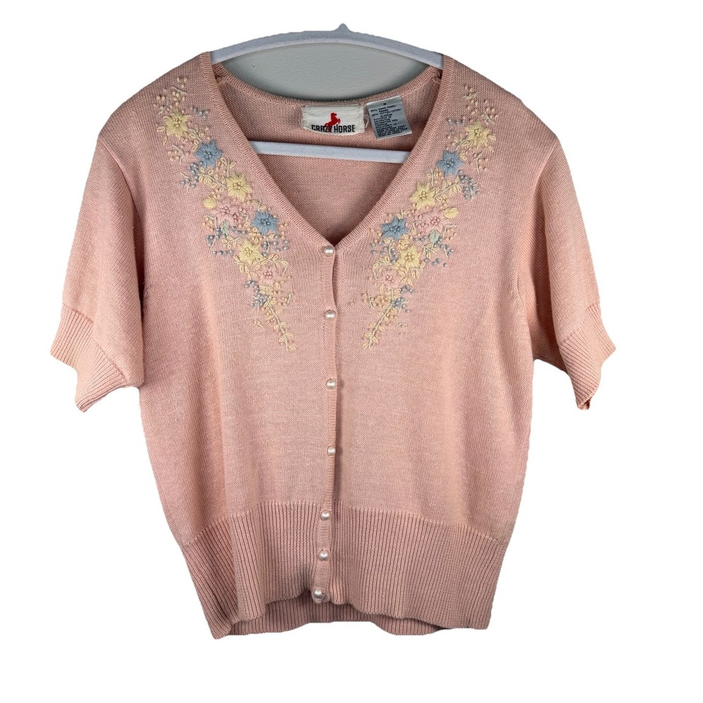 VNG Crazy Horse Women's Med‎ Pearl Bead And Embroidery Embellished Cottagecore - Picture 2 of 7